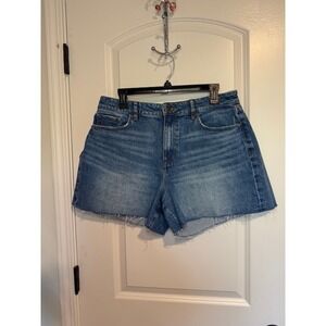 Loft Denim High‎ Waist Mom Shorts Women's Size 29/8 Raw Hem Blue